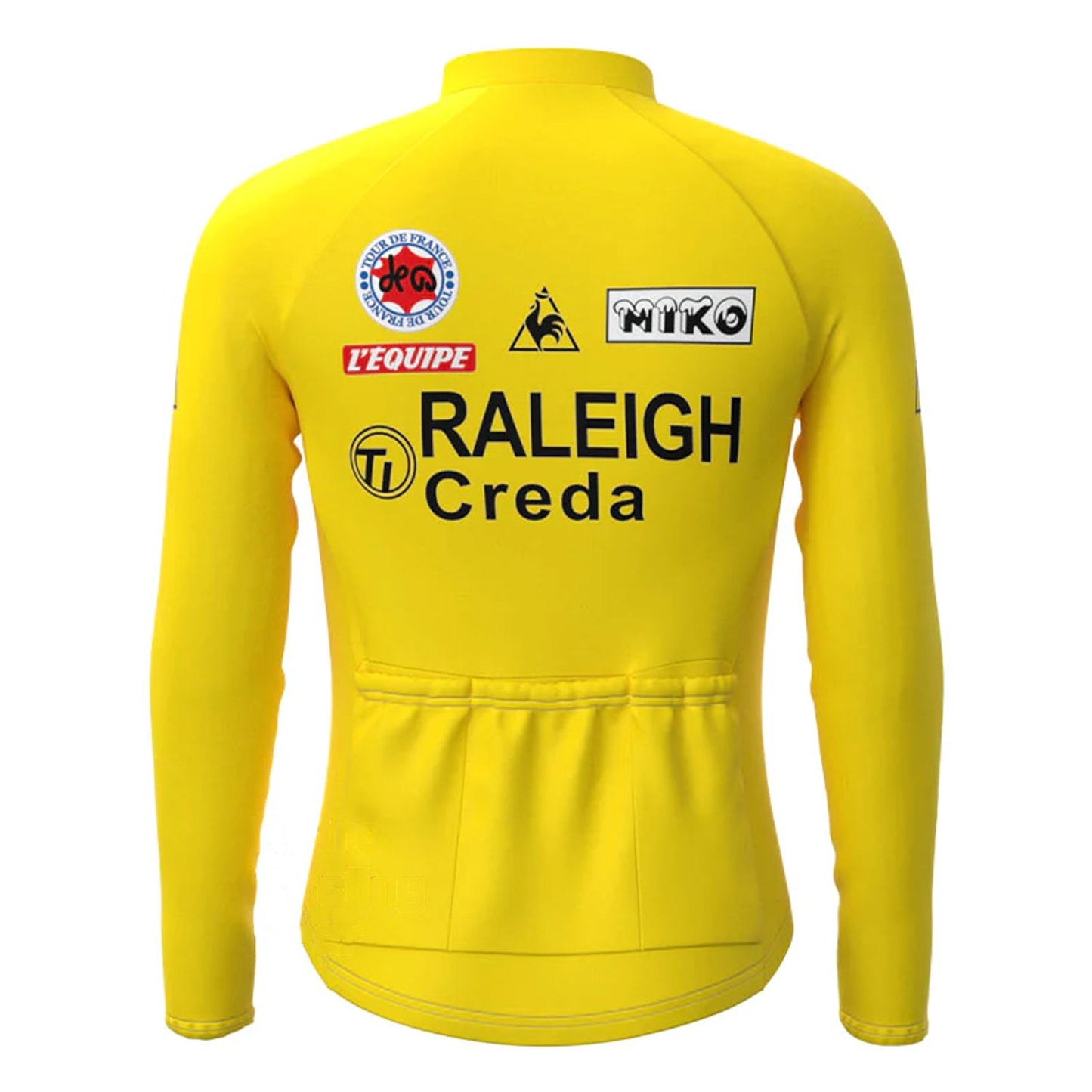 TI RALEIGH Gelbes Vintage Langarm-Radtrikot-Set