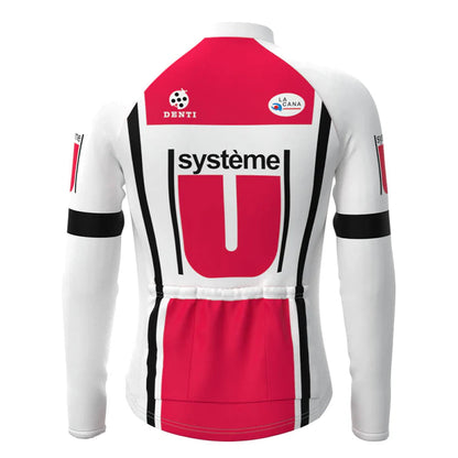 Système U Red Vintage Langarm-Radtrikot-Oberteil