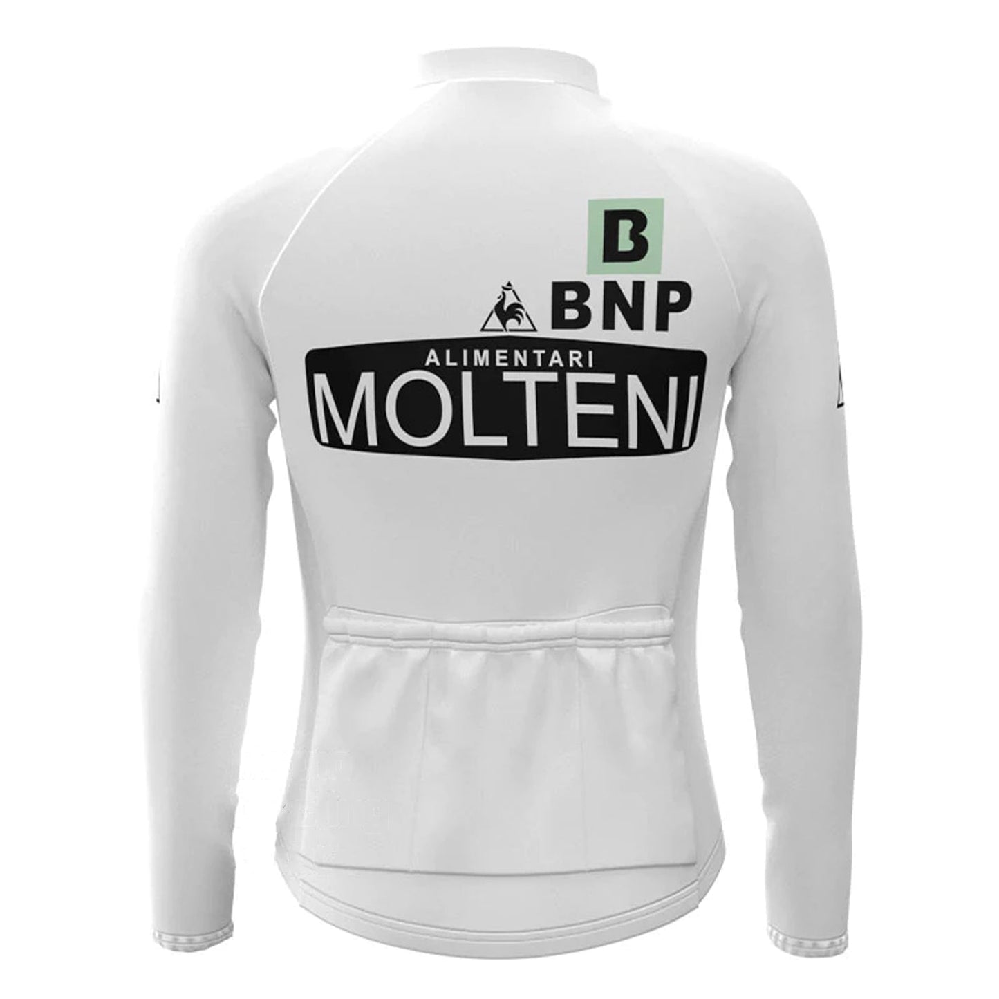 Molteni – Weißes, langärmliges Vintage-Radtrikot-Oberteil