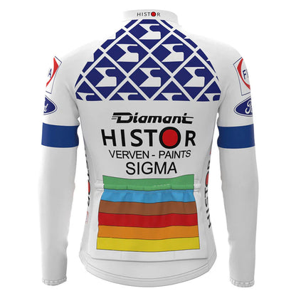 Histor Sigma Weiß Vintage Langarm-Radtrikot