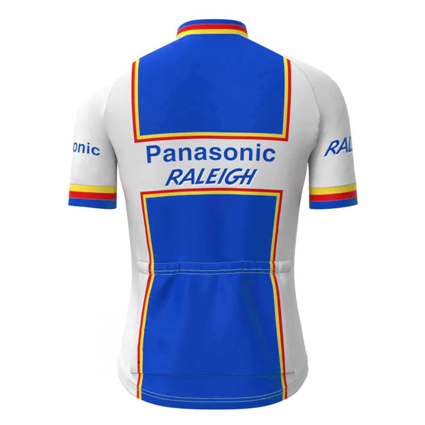 Panasonic Raleigh Blauw Vintage Korte Mouw Fietsshirt Top