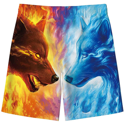 Ice & Fire Wolf Funny Boy Swim Trunk