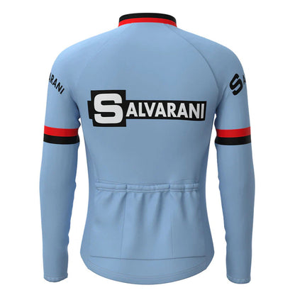 SALVARANI Blaues Vintage Langarm-Radtrikot-Oberteil