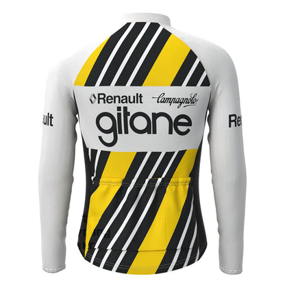 Renault Gitane Gelb Vintage Langarm Radtrikot Top