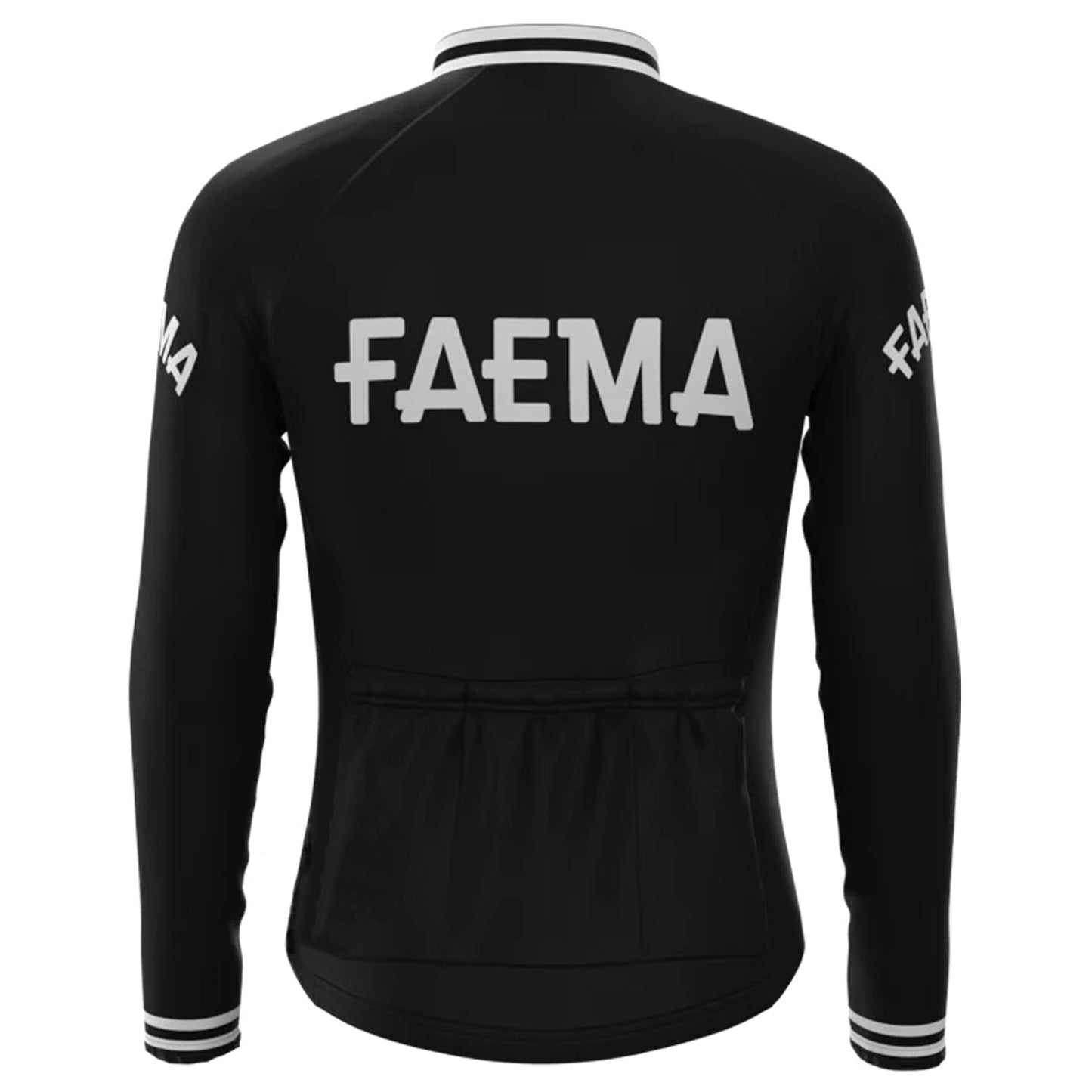 FAEMA Schwarzes Vintage-Langarm-Radtrikot-Oberteil