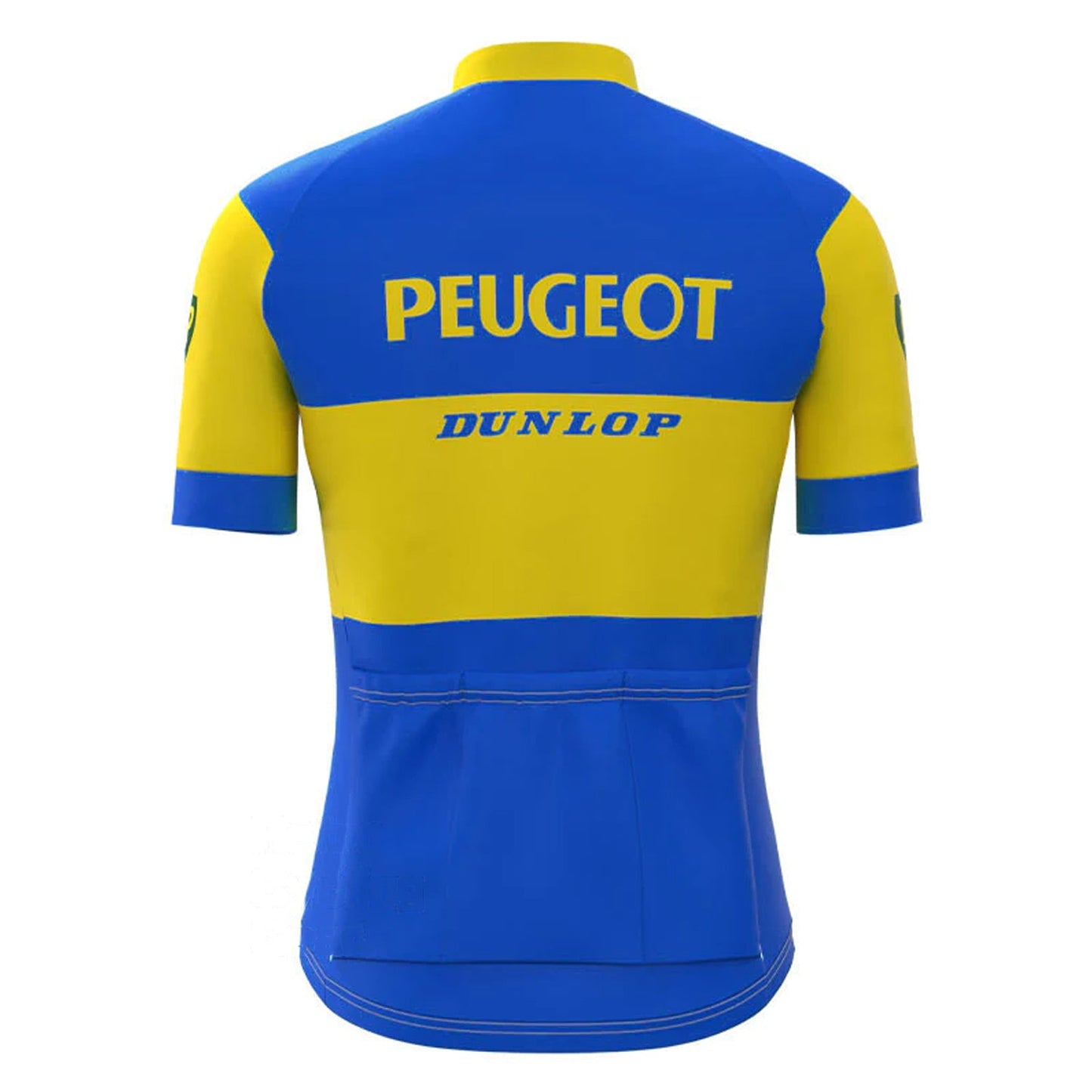 Peugeot Blauw Geel Vintage Korte Mouw Fietsshirt Top