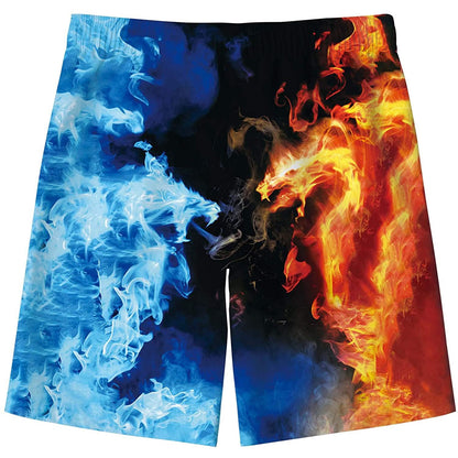 Lustige Badehose für Jungen mit Eis- und Feuerdrachen-Motiv