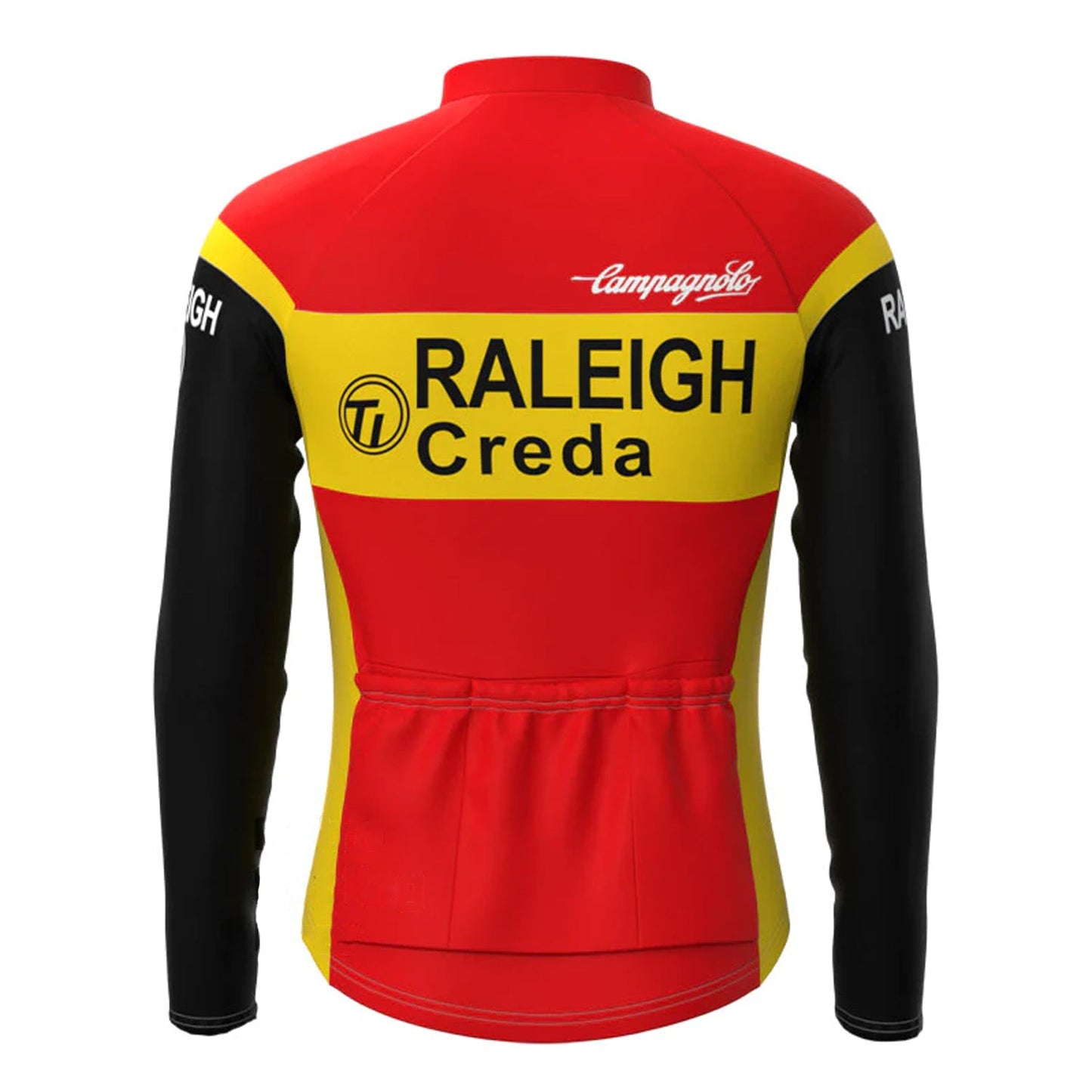 TI Raleigh Geel Rood Vintage Lange Mouw Fietsshirt Bijpassende Set