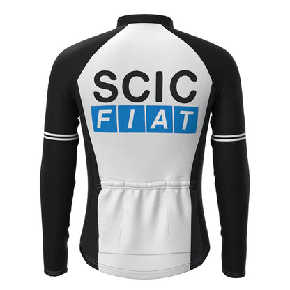 SCIC Langarm-Radtrikot-Oberteil im Vintage-Stil, schwarz/weiß