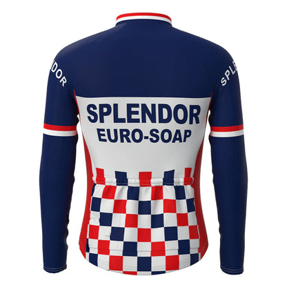 SPLENDOR Langarm-Radtrikot-Oberteil im Vintage-Stil, Marineblau