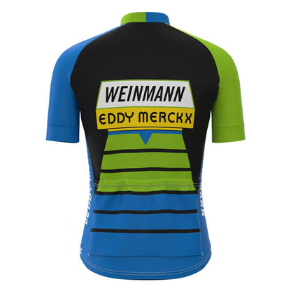 Weinmann Groen Blauw Vintage Korte Mouw Fietsshirt Top