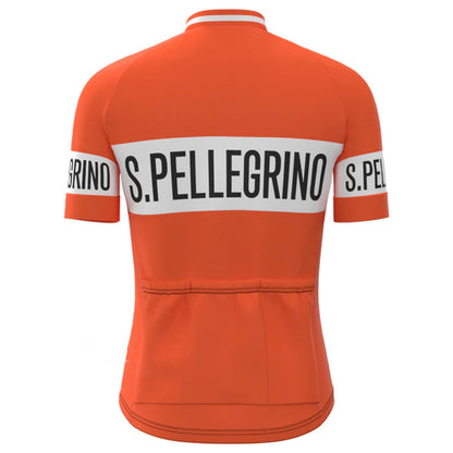 San Pellegrino Oranje Vintage Korte Mouw Fietsshirt Top