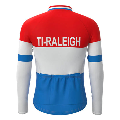 TI Raleigh Rood Blauw Vintage Lange Mouw Fietsshirt Top