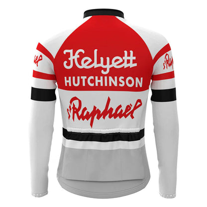 Helyett - Rotes Vintage-Langarm-Radtrikot-Oberteil