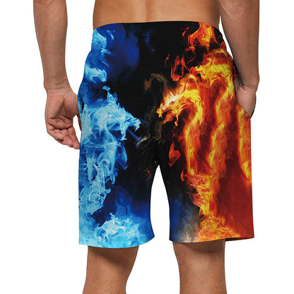 Lustige Badehose mit Eis- und Feuerdrachen-Motiv