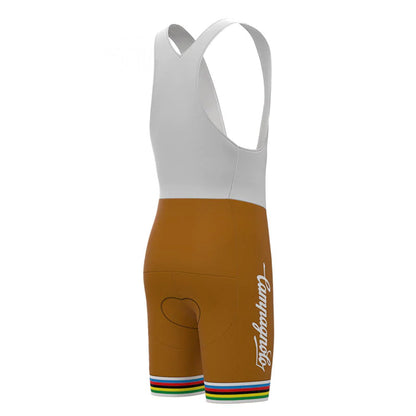 Molteni Braune Vintage-Radsport-Trägershorts