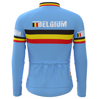 BELGIUM Blauw Lange Mouw Fietsshirt Matching Set