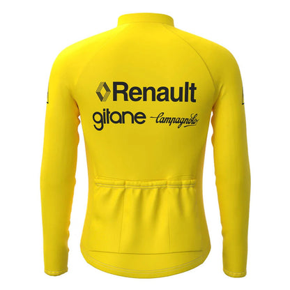 Gelbes Vintage-Langarm-Radtrikot-Oberteil von Renault