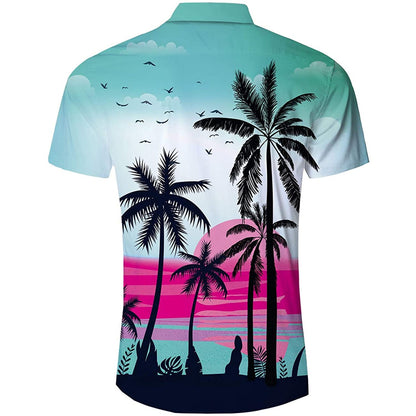 Zonsondergang Palmboom Grappig Hawaiiaans Shirt