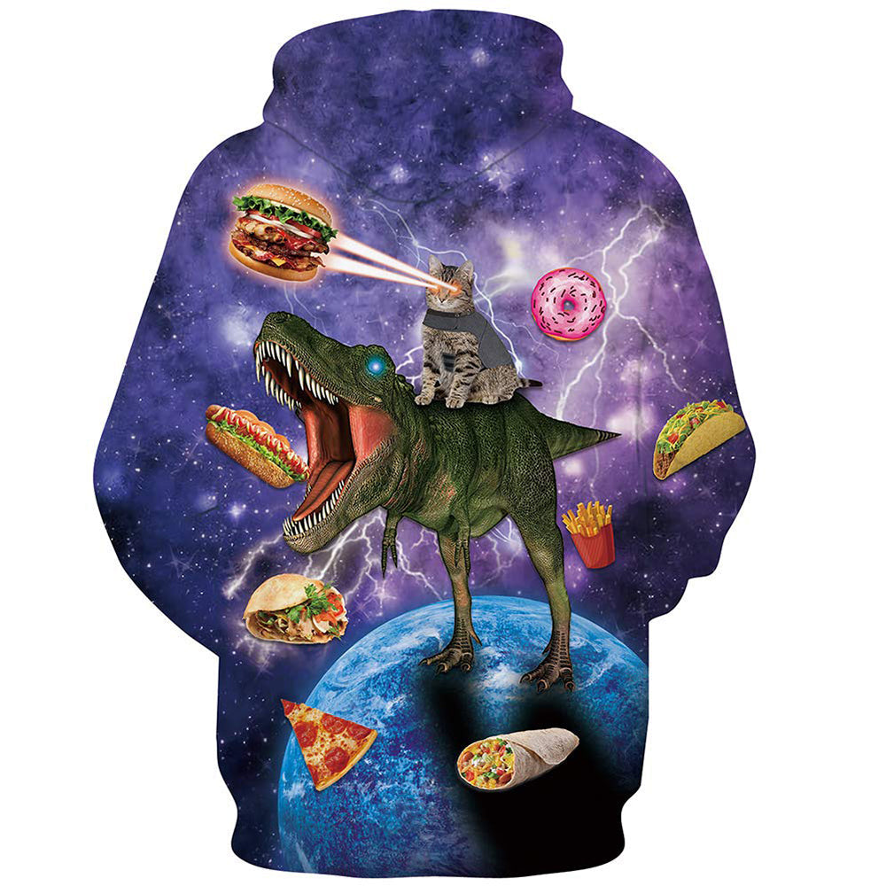 Galaxy Cat Riding Dinosaurier Kapuzenjacke