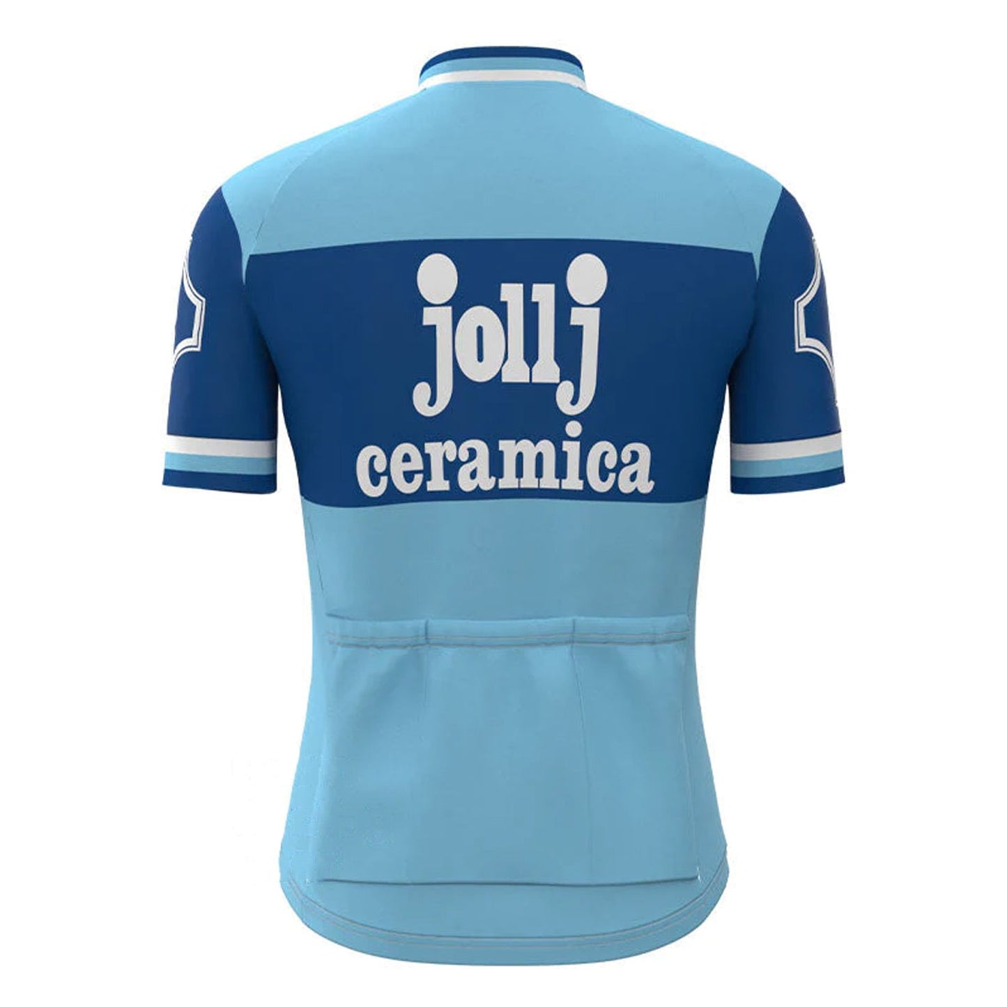 Jollj Ceramica Blauw Vintage Korte Mouw Fietsshirt Top