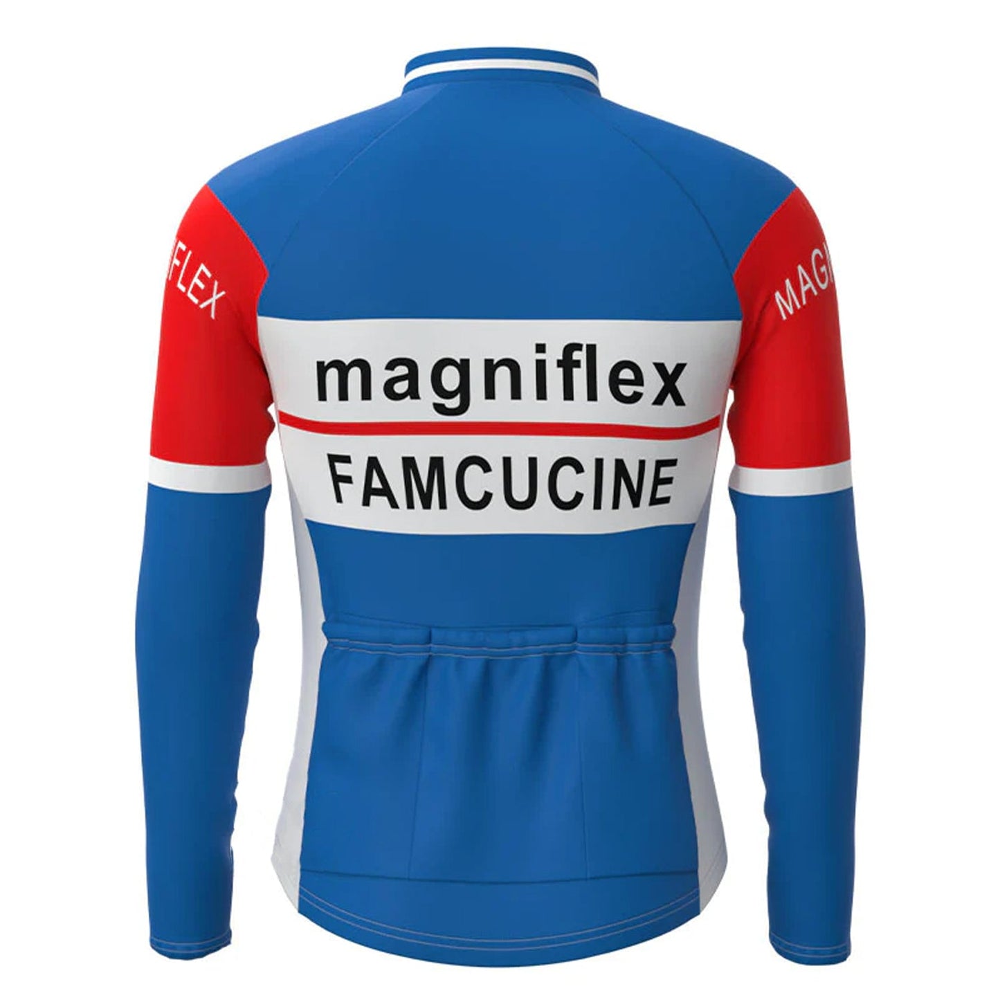 Magniflex Famcucine – Langärmliges Radsport-Trikot-Oberteil im Vintage-Stil, Blau