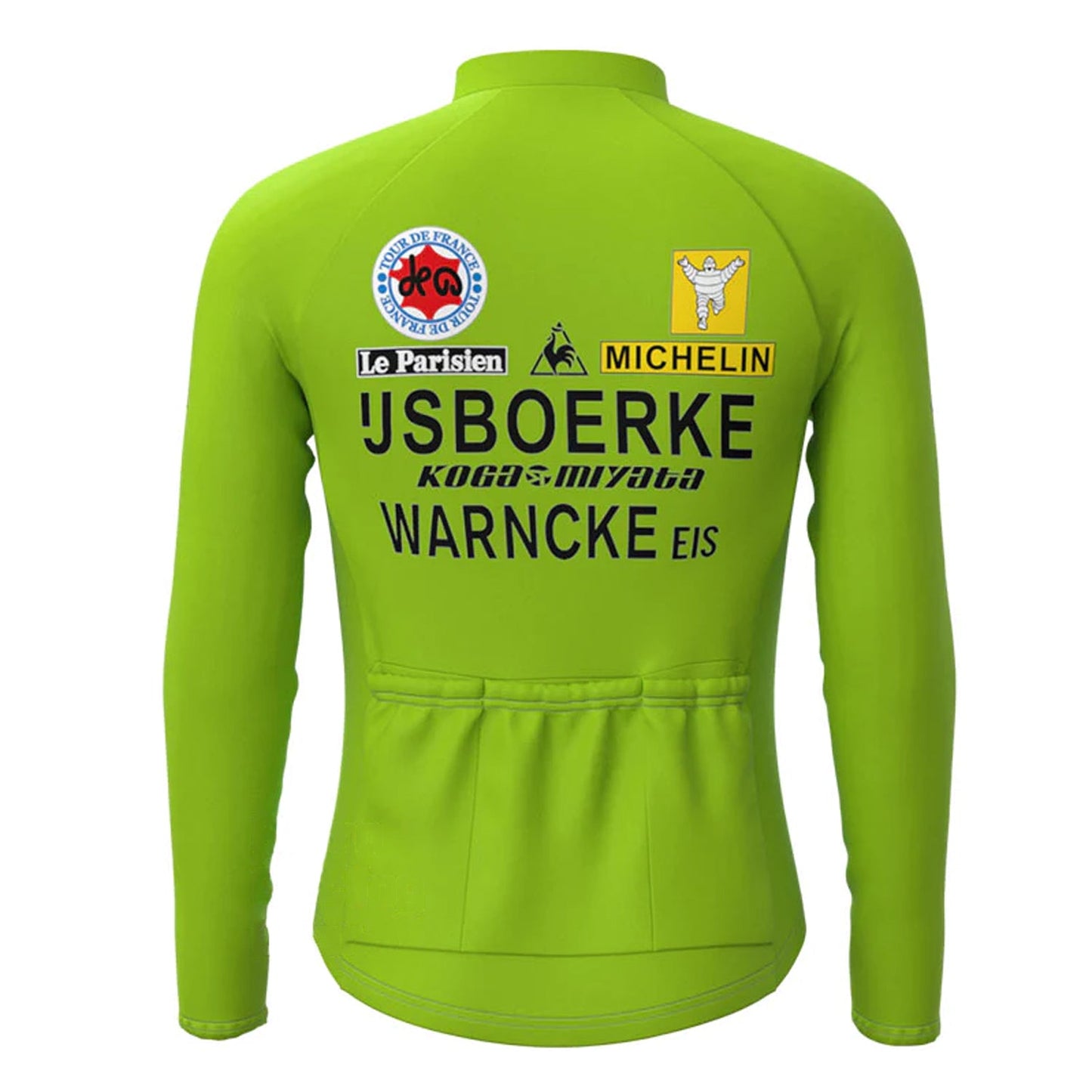 IJSBOERKE Green Vintage Long Sleeve Cycling Jersey Top