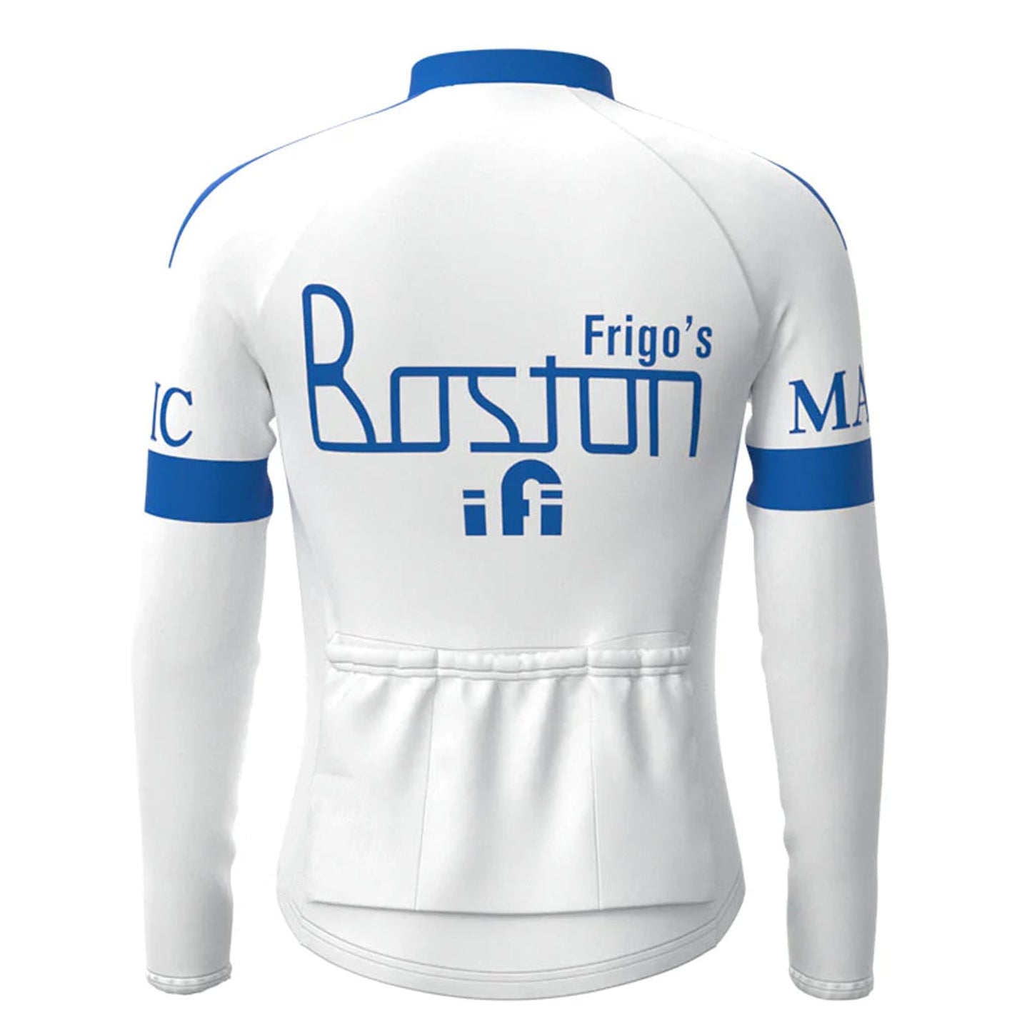 Boston–Mavic Wit Vintage Lange Mouw Fietsshirt Top