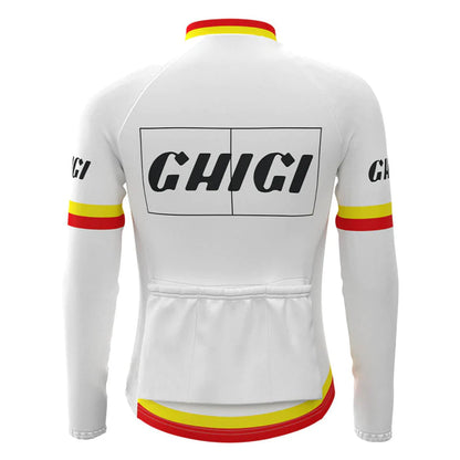 Ghigi White Vintage Long Sleeve Cycling Jersey Top