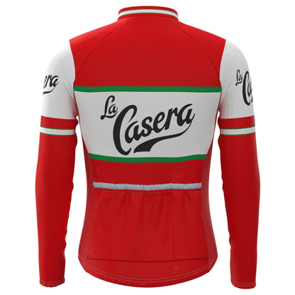 La Casera Peña Bahamontes Rotes Langarm-Radtrikot-Matching-Set