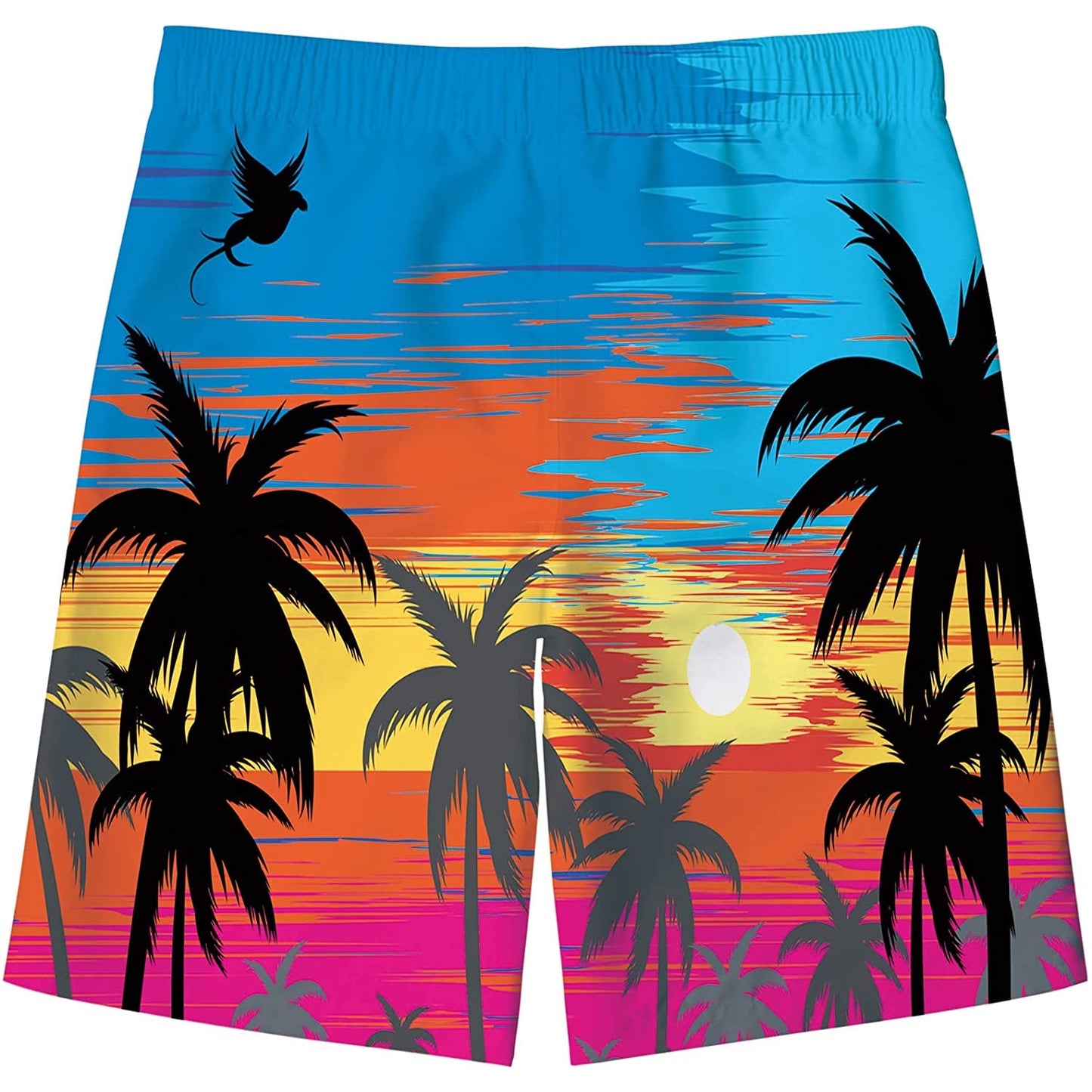 Hawaii Sunset Palm Tree Funny Boy Swim Trunk