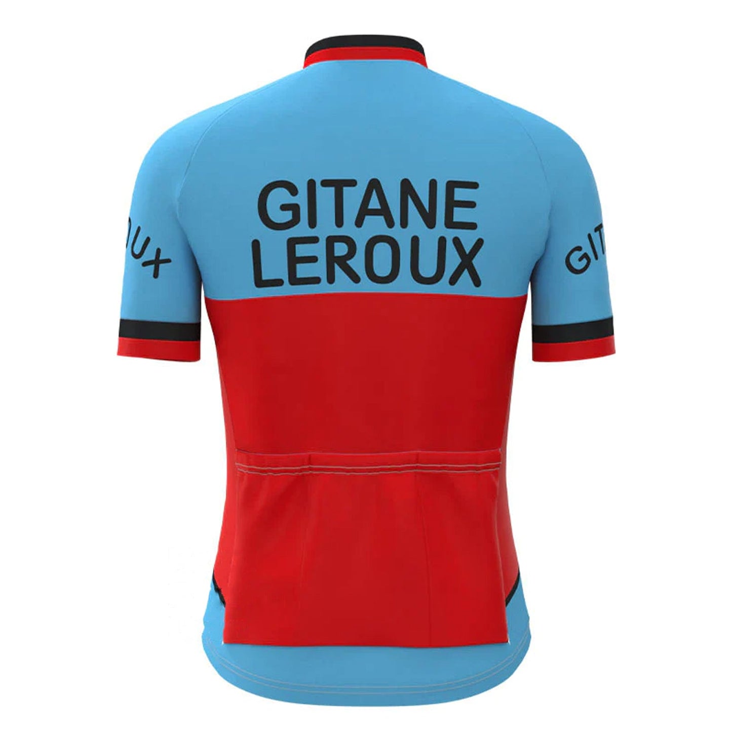 GITANE Leroux Blauw Rood Vintage Korte Mouw Fietsshirt Top