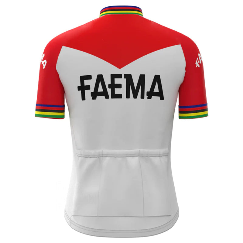 FAEMA White Vintage Short Sleeve Cycling Jersey Top