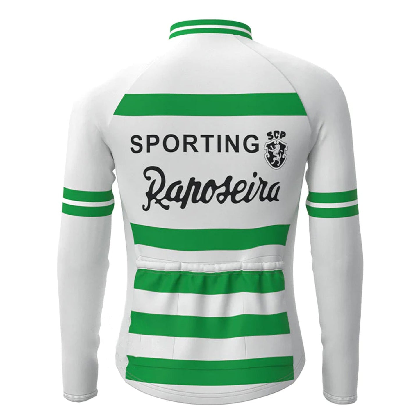 Sporting – Langärmliges Vintage-Radsport-Trikot mit grünen Streifen