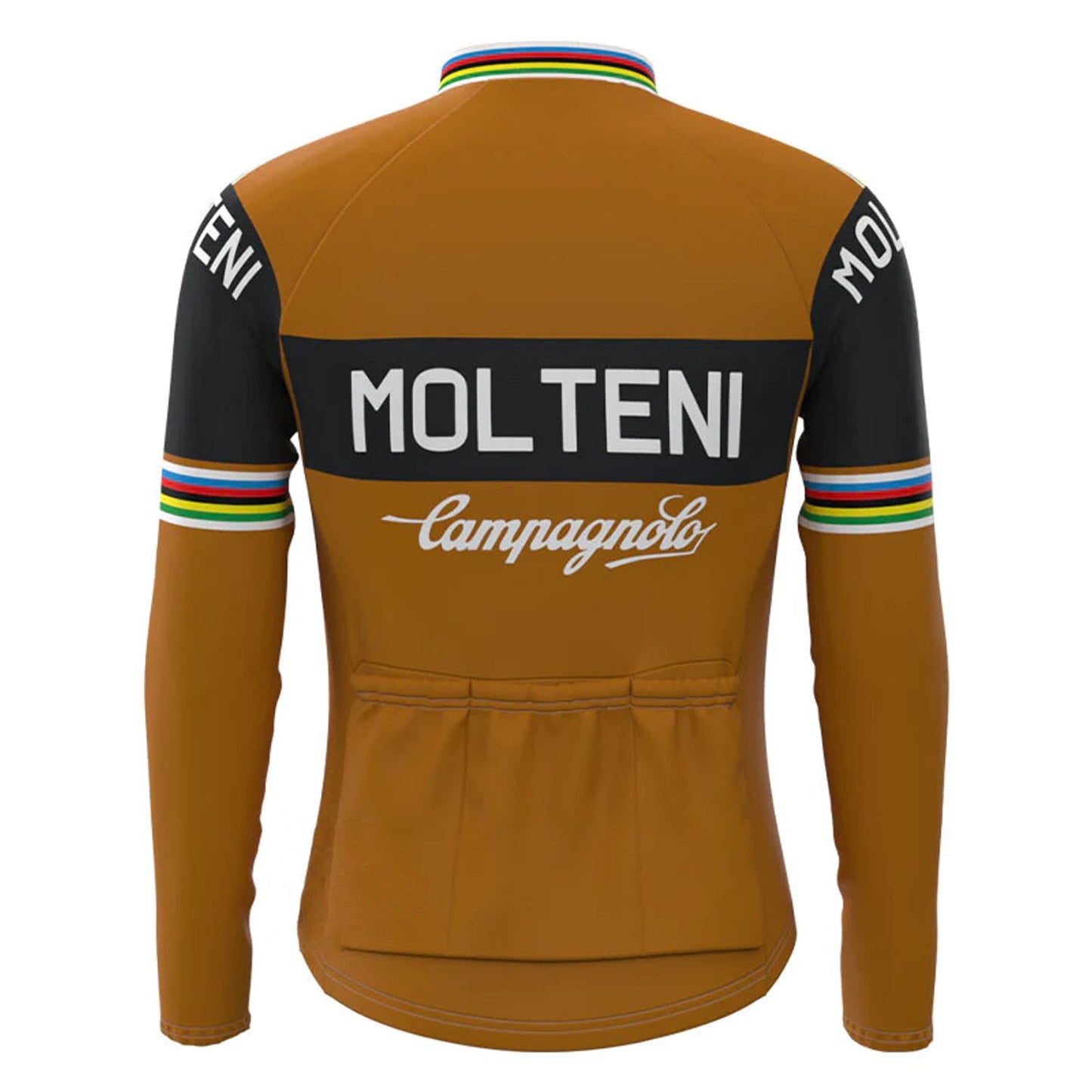 Molteni – Schwarzes, langärmliges Vintage-Radtrikot-Oberteil