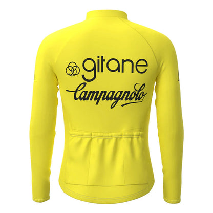 Miko Gitane Campagnolo Geel Vintage Lange Mouw Fietsshirt Top