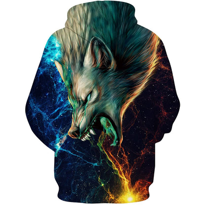 Kleurrijke Wolf Grappige Hoodie