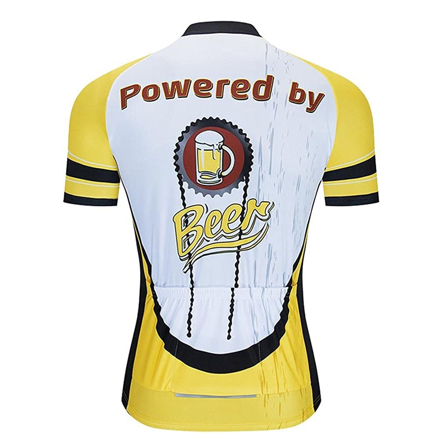 Powerd By Beer Heren Grappig MTB Korte Mouw Fietsshirt Top