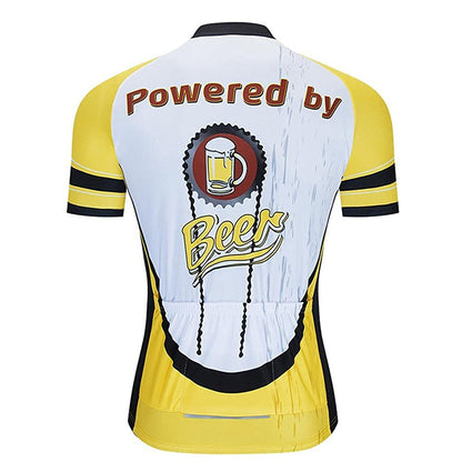 Powerd By Beer Heren Grappig MTB Korte Mouw Fietsshirt Top