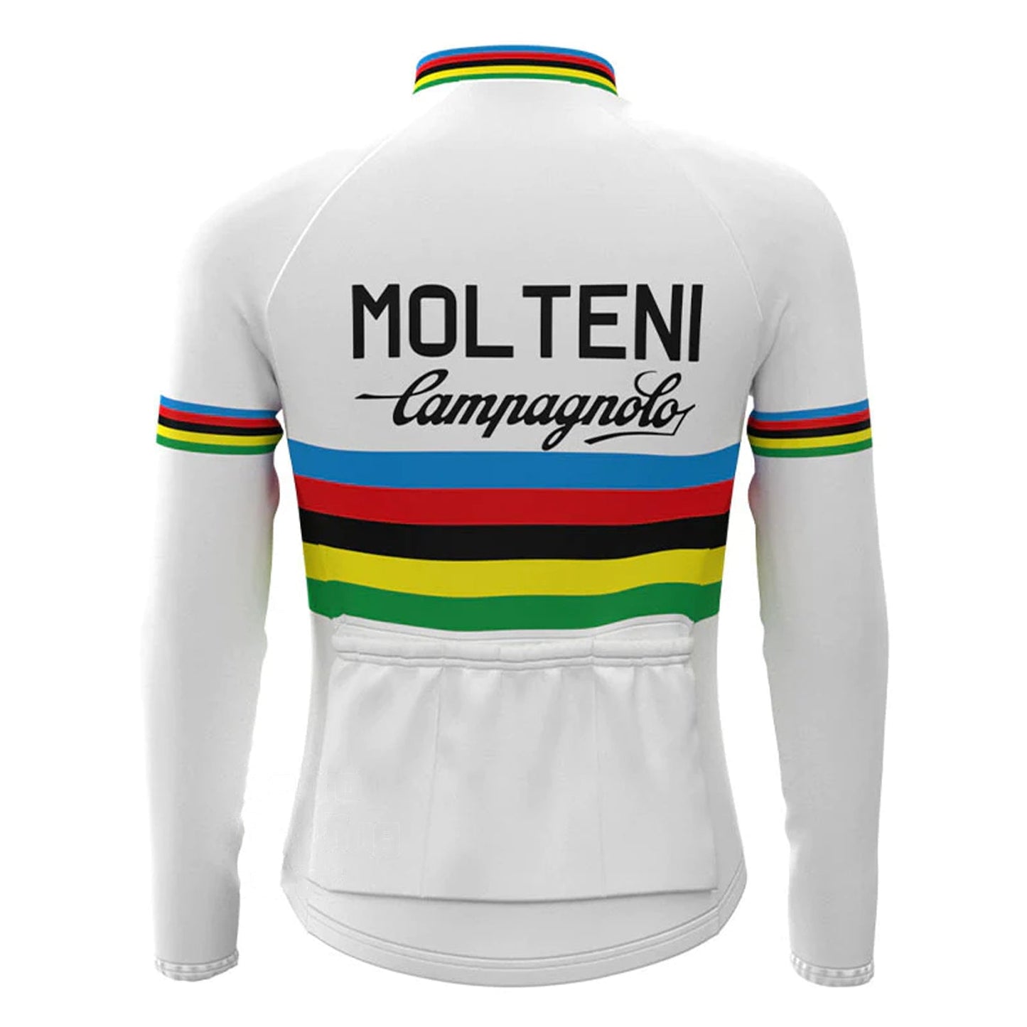 MOLTENI Weißes Vintage Langarm-Radtrikot-Oberteil