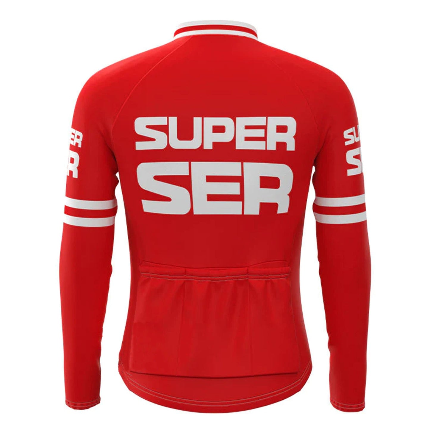 Super Ser Rood Vintage Lange Mouw Fietsshirt Top