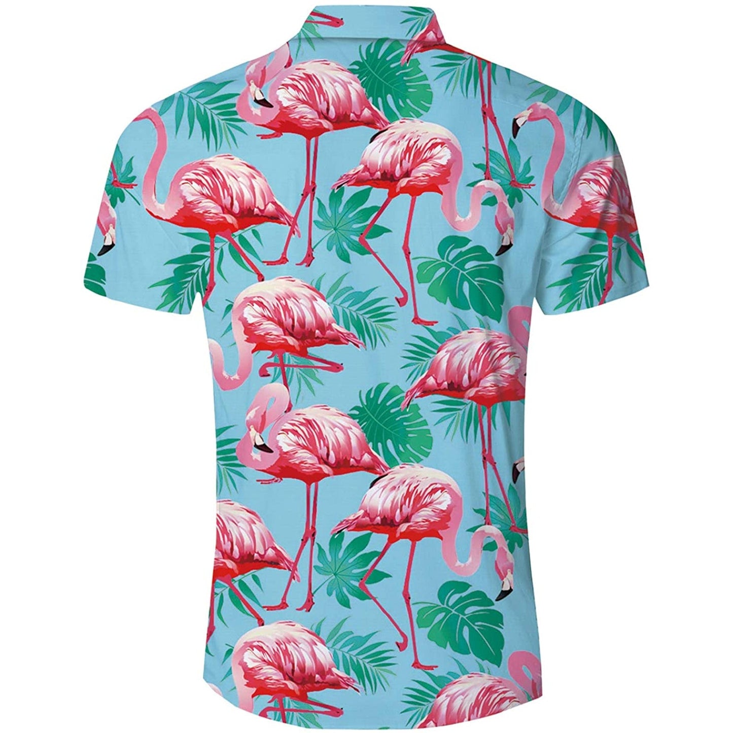 Lustiges Hawaiihemd mit rosa Flamingo und Palmblatt