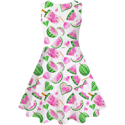 Lustiges Mädchenkleid mit rosa Wassermelone