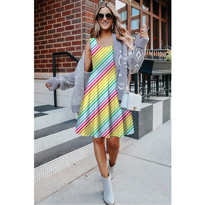 Lustiges Kleid mit Regenbogenstreifen für Damen