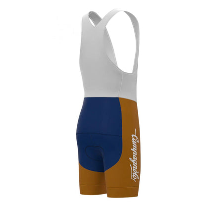 Molteni Vintage-Radsport-Trägershorts, Braun/Blau 