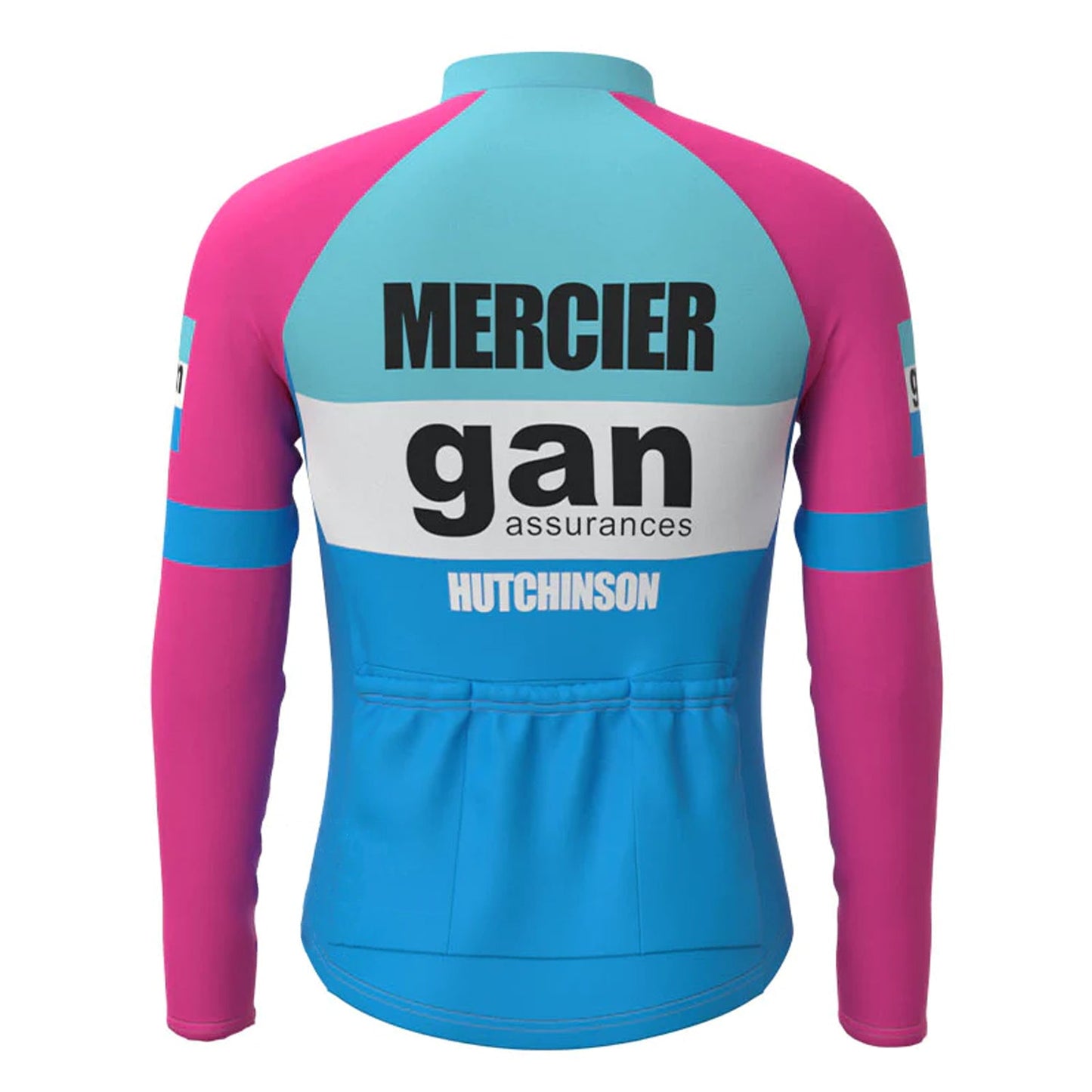 Gan Mercier Hutchinson – Langarm-Radtrikot-Oberteil im Vintage-Stil, Blau/Rosa