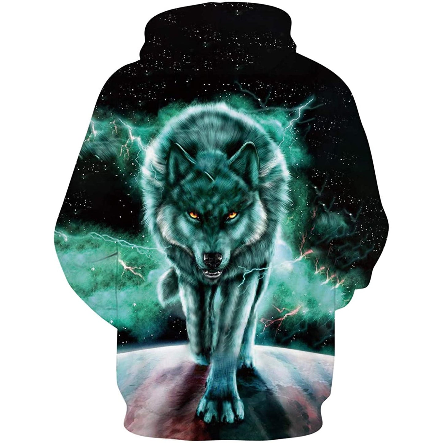 Grüner Galaxy Wolf Lustiger Kapuzenpullover