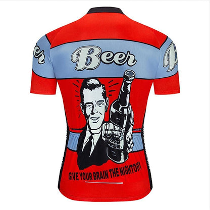 Beer Man Funny MTB Short Sleeve Cycling Jersey Top