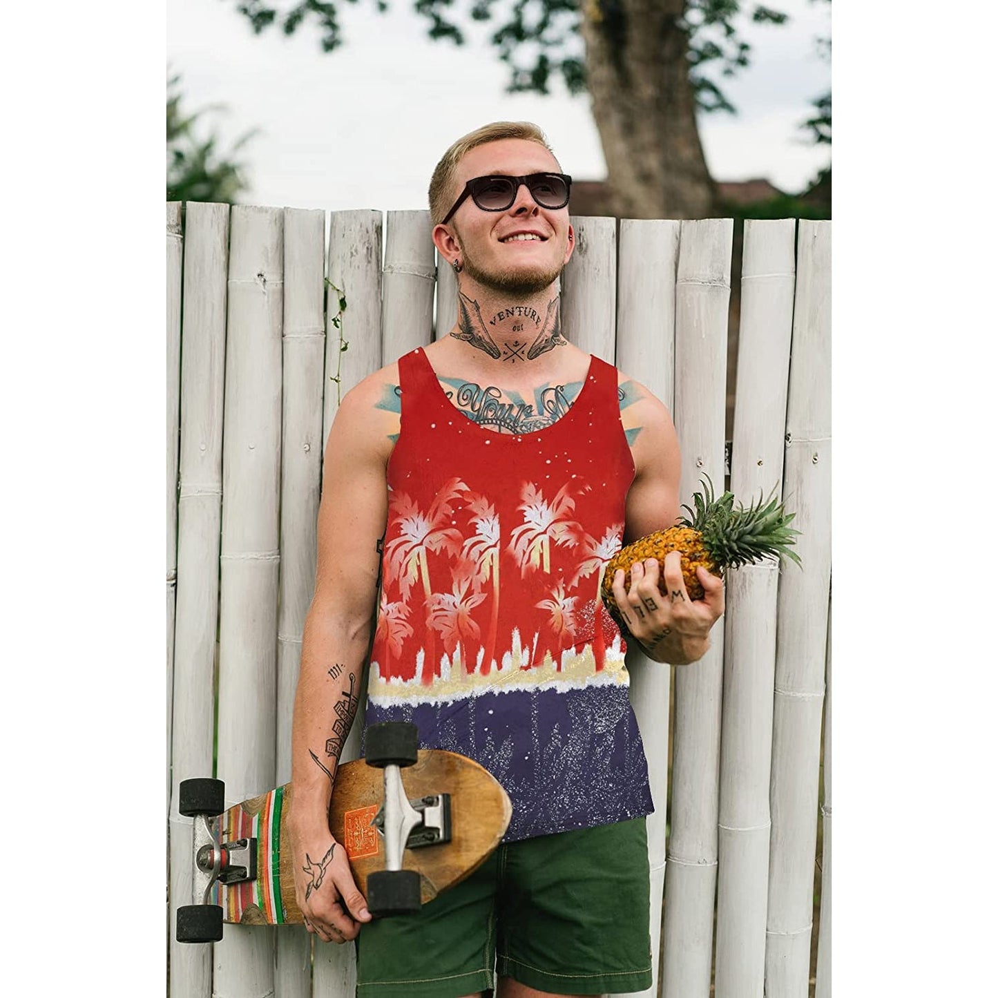 Red Palm Tree Funny Tank Top