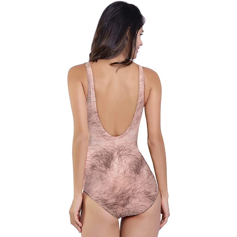 Ugly Chest Hairy One Piece Swimsuit - Forest Coral